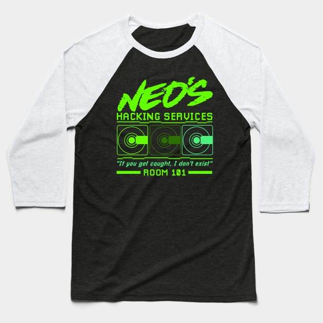 Neo's Hacking Services Baseball T-Shirt by Meta Cortex